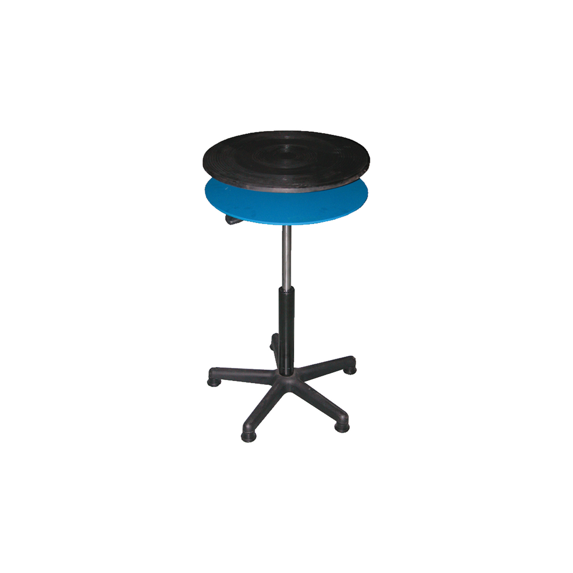 Vestil Heavy-Duty Manual Turntable - Double Tier, Pedestal, 300-Lb. Capacity, 21 5/16in. Dia., 23 1/4in.-33 1/4in. Height, Model# TT-18-CDPED